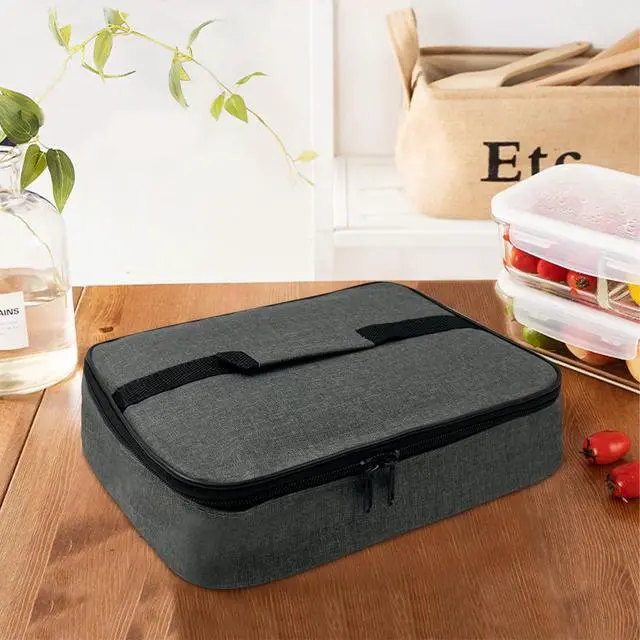 Alt view image 7 of 7 - Small Insulated Lunch Bag Mini Lunch Box Portable Flat Lunch Pail Reusable Snack Bags with Handle,Cooler Lunch Bag for Men,Women Grey