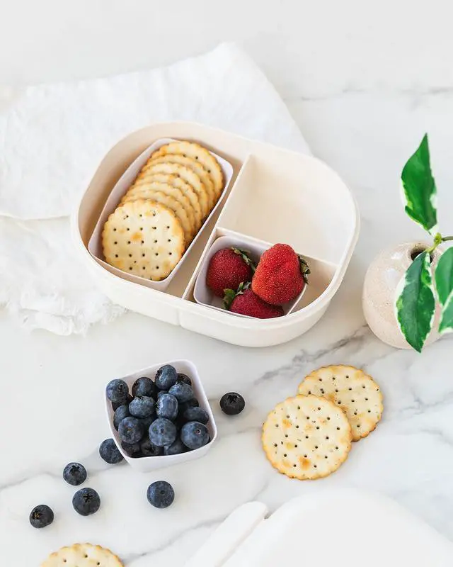 Alt view image 2 of 7 - Reusable Silicone Bento Baking Cup, Non-Toxic, BPA Free, Dishwasher Safe Bento Box Accessories Lunch Box Dividers, Square and Rectangle, 24 Pack, White