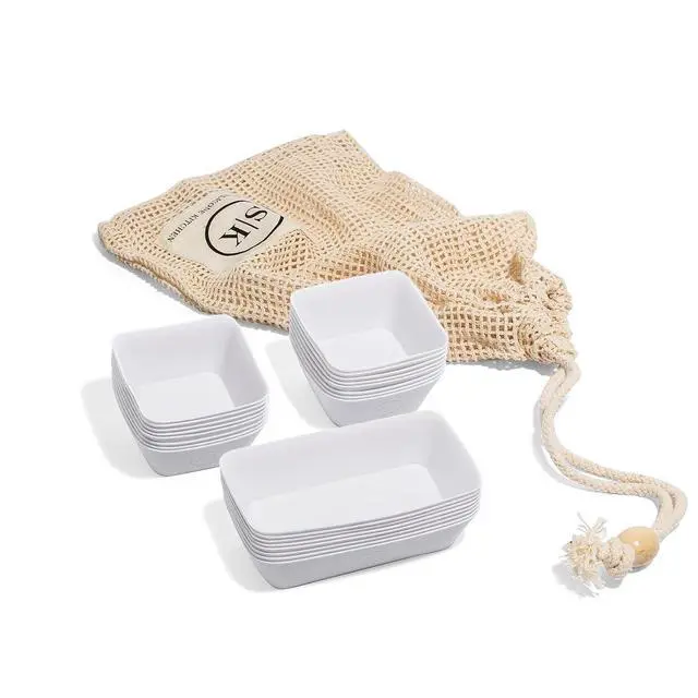 Alt view image 7 of 7 - Reusable Silicone Bento Baking Cup, Non-Toxic, BPA Free, Dishwasher Safe Bento Box Accessories Lunch Box Dividers, Square and Rectangle, 24 Pack, White