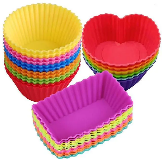 Main image of Silicone Baking Cups Muffin Cupcakes Liners Molds Sets in Storage Container Silicone Lunch Box Dividers Bento Box Accessories -36 Pack