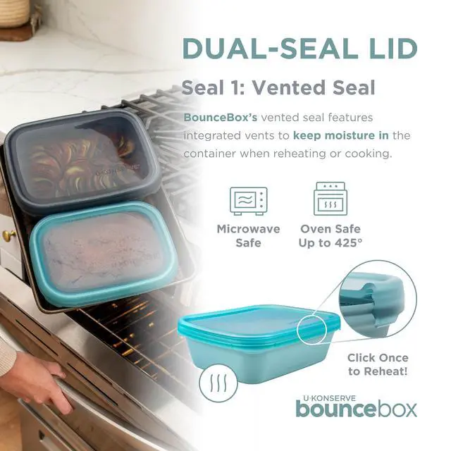 Alt view image 3 of 6 - Platinum Silicone Food Storage Bento Box Dual Seal Rectangle Container - Leak Proof, Shatter Proof, Dishwasher Safe, Plastic Free - 24oz (Night Harvest)
