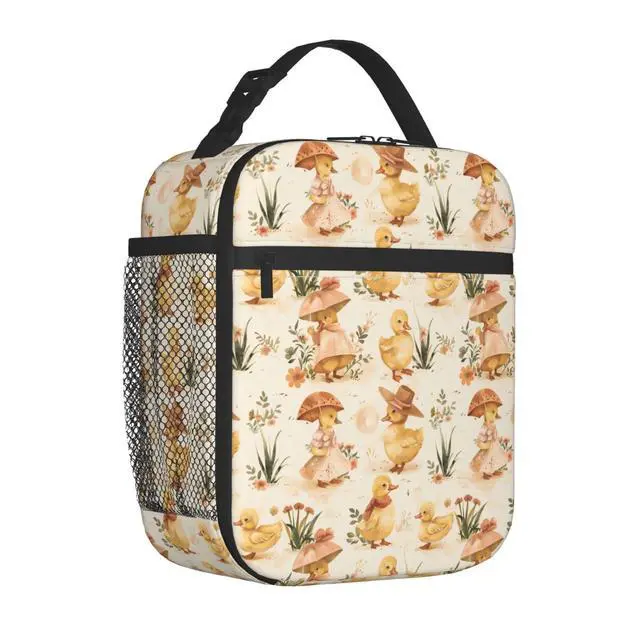 Alt view image 2 of 7 - Reusable Vintage Dressed-Up Duck Lunch Box for Kids Girls Boys Women Adult, Insulated Animal Lunch Bag,Polyester Cooler Cute Handbags Case for School Picnic Work Travel Beach or Hiking