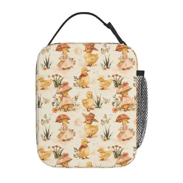 Alt view image 3 of 7 - Reusable Vintage Dressed-Up Duck Lunch Box for Kids Girls Boys Women Adult, Insulated Animal Lunch Bag,Polyester Cooler Cute Handbags Case for School Picnic Work Travel Beach or Hiking