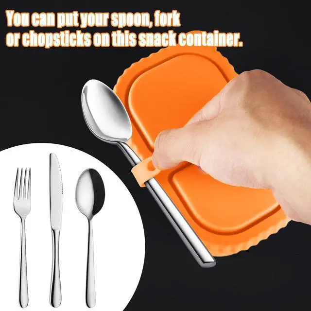 Alt view image 7 of 7 - 3 Pcs Reusable Silicone Snack Containers with Lids 2 Compartment Snackle Box Container for Kids Adults Portable Sauce Containers Small Food Storage Box for Dressing School Office Travel Picnic