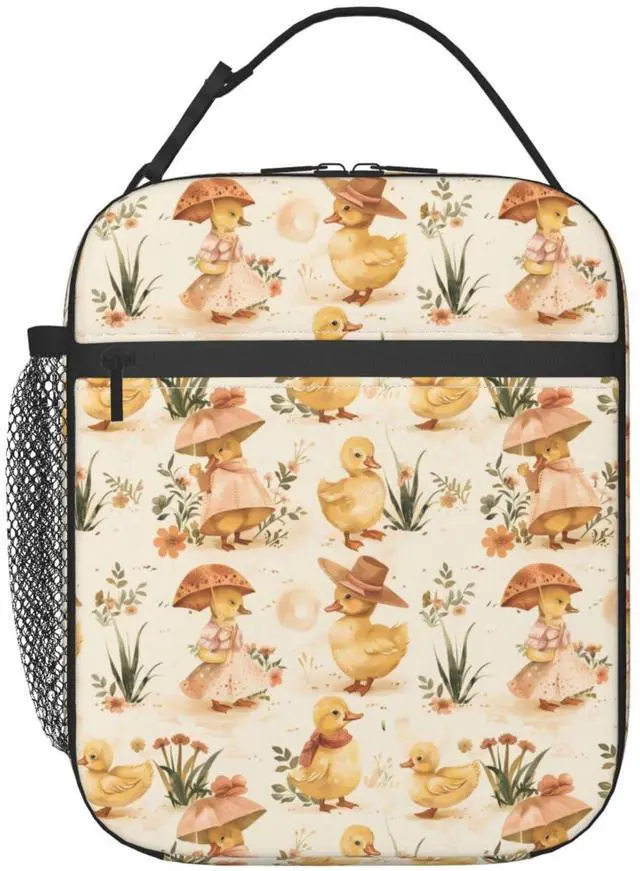 Main image of Reusable Vintage Dressed-Up Duck Lunch Box for Kids Girls Boys Women Adult, Insulated Animal Lunch Bag,Polyester Cooler Cute Handbags Case for School Picnic Work Travel Beach or Hiking