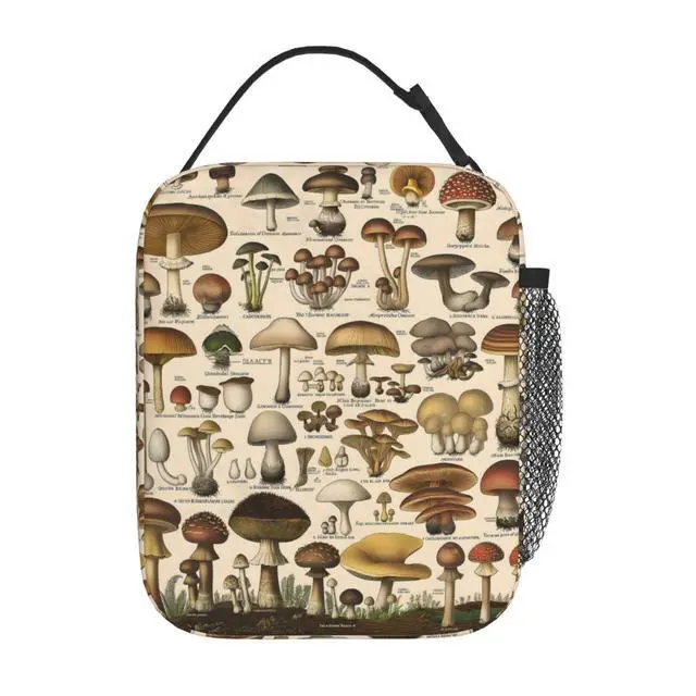 Alt view image 3 of 6 - Botanical Mushroom Lunch Box for Women Men, Insulated Lunch Box, Reusable Lunch Bag for Office, Work, Picnic, Travel