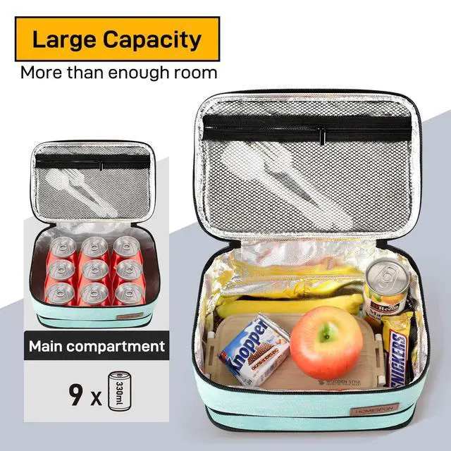 Alt view image 4 of 6 - HOMESPON Expandable Lunch Bag for Men Women Insulated Lunch Box Holder with Handle for Picnics Work Travel(Green)