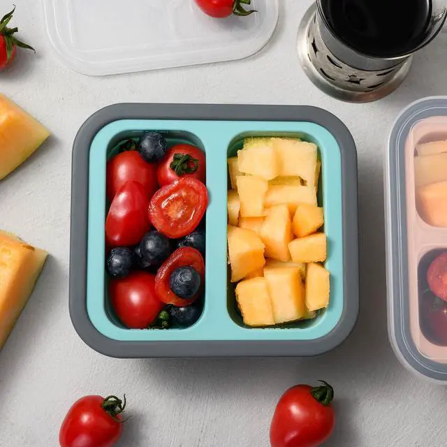 Alt view image 6 of 7 - Mint Green Folding Silicone Food Storage Box With Lid, Heat Resistant For Home Travel Kitchen Use