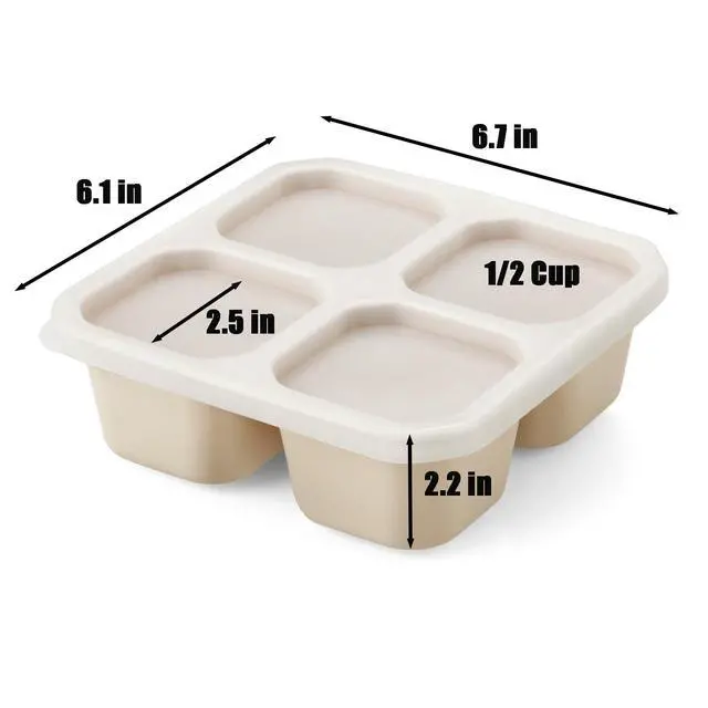 Alt view image 3 of 7 - 2 Pack Snack Containers, 4 Compartment Silicone Bento Lunch Snack Box with Lids, Reusable BPA-Free Divided Bento Snack Box for Toddler, Food Storage Containers for Travel Work