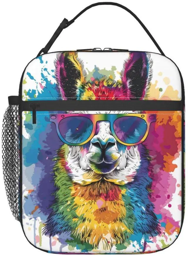 Main image of Colorful Llama Lunch Box for Women Men, Insulated Lunch Box, Reusable Lunch Bag for Office, Work, Picnic, Travel
