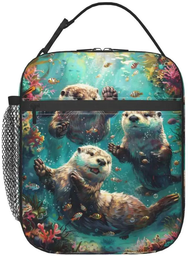 Main image of Lunch Box for Women Men, Otters Insulated Lunch Box Reusable Portable Lunch Bag Cooler Tote Waterproof Lunch Container for Office Picnic Work Travel Hiking
