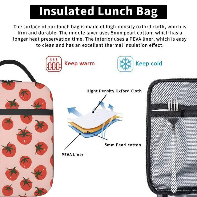 Alt view image 5 of 6 - Tomato Lunch Box for Women Men, Insulated Lunch Box, Reusable Lunch Bag for Office, Work, Picnic, Travel