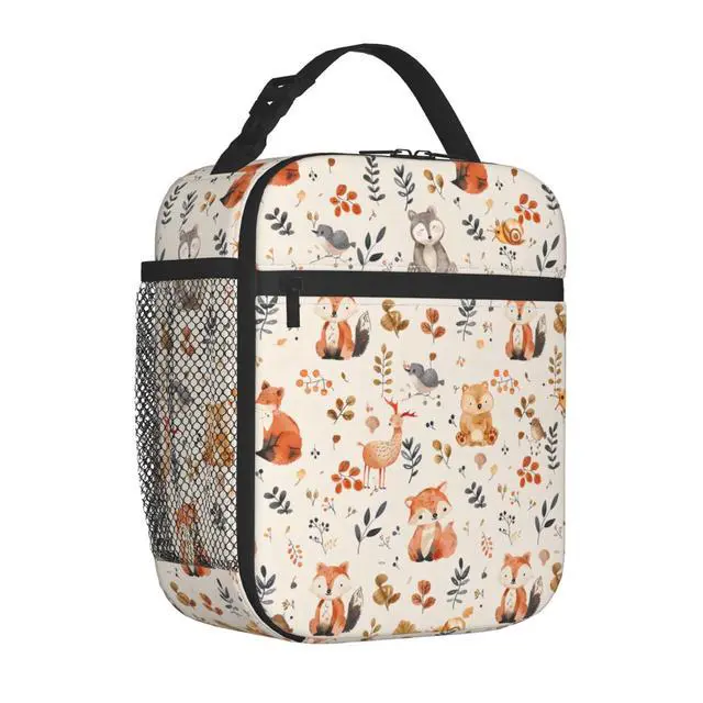 Alt view image 2 of 7 - Reusable Vintage Animal Lunch Box for Kids Girls Boys Women Adult, Insulated Woodland Leaves Lunch Bag,Polyester Cooler Cute Handbags Case for School Picnic Work Travel Beach or Hiking
