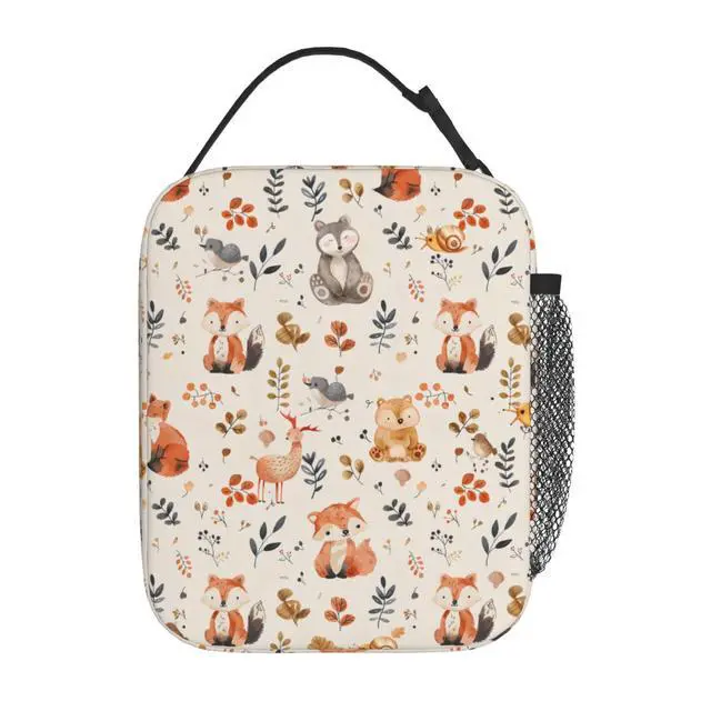Alt view image 3 of 7 - Reusable Vintage Animal Lunch Box for Kids Girls Boys Women Adult, Insulated Woodland Leaves Lunch Bag,Polyester Cooler Cute Handbags Case for School Picnic Work Travel Beach or Hiking