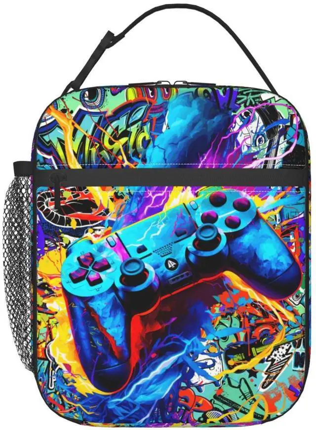 Main image of Video Game Joystick Funny Portable Abstract Colorful Lunch Bag Insulated Lunch Box Reusable Totes For Women Men Work Picnic Camping