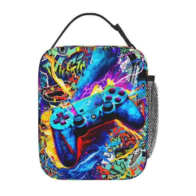 Alt view image 4 of 7 - Video Game Joystick Funny Portable Abstract Colorful Lunch Bag Insulated Lunch Box Reusable Totes For Women Men Work Picnic Camping