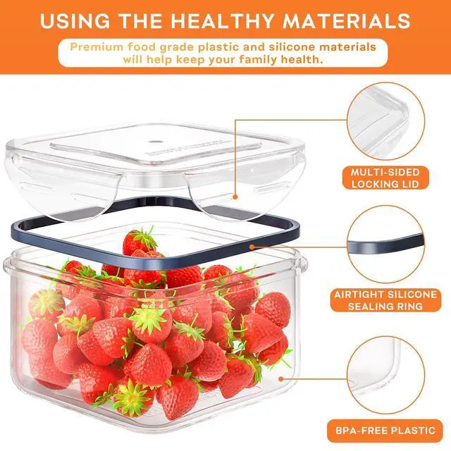 Alt view image 2 of 6 - 40 PCS Food Storage Containers with Lids Airtight (20 Containers & 20 Lids), Plastic Storage Meal Prep Container-Stackable 100% Leakproof & Microwave Organization and Storage Sets, Lunch Containers