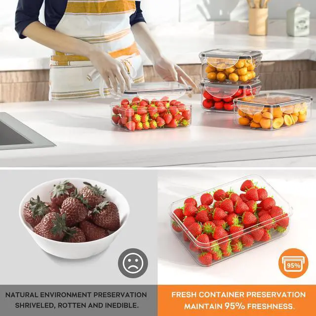 Alt view image 4 of 6 - 40 PCS Food Storage Containers with Lids Airtight (20 Containers & 20 Lids), Plastic Storage Meal Prep Container-Stackable 100% Leakproof & Microwave Organization and Storage Sets, Lunch Containers