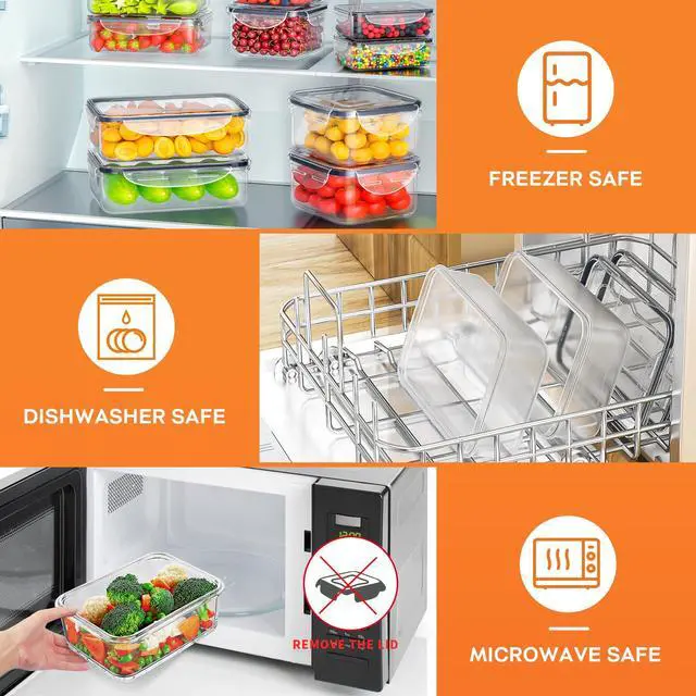 Alt view image 5 of 6 - 40 PCS Food Storage Containers with Lids Airtight (20 Containers & 20 Lids), Plastic Storage Meal Prep Container-Stackable 100% Leakproof & Microwave Organization and Storage Sets, Lunch Containers