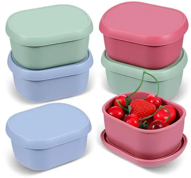 Main image of 6 Pcs 10 oz Silicone Snack Containers Reusable Food Storage Containers with Lids Stackable Lunch Box Containers, BPA Free, for Lunch, Travel