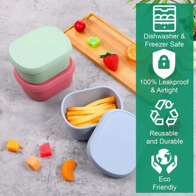 Alt view image 3 of 7 - 6 Pcs 10 oz Silicone Snack Containers Reusable Food Storage Containers with Lids Stackable Lunch Box Containers, BPA Free, for Lunch, Travel