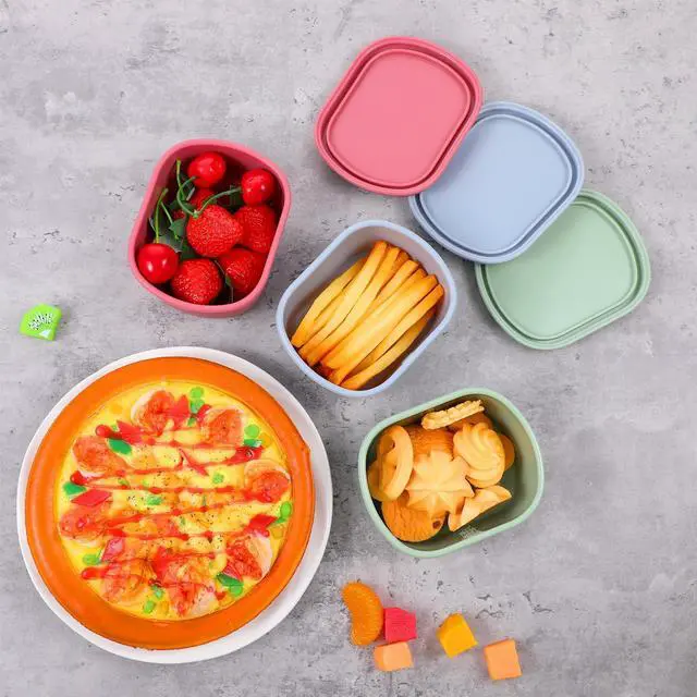 Alt view image 6 of 7 - 6 Pcs 10 oz Silicone Snack Containers Reusable Food Storage Containers with Lids Stackable Lunch Box Containers, BPA Free, for Lunch, Travel