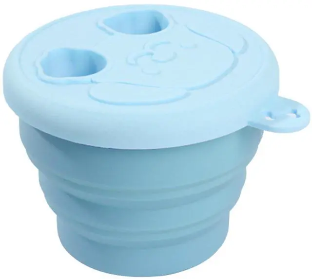 Main image of Snack Finger Container 2 in 1 No-Mess Collapsible Food Storage Snack Cup with Lid - Keep Hands Clean, Reusable for Travel, Home, and Camping (Blue)