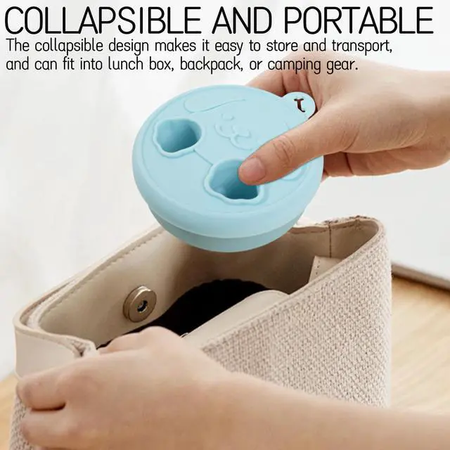 Alt view image 4 of 6 - Snack Finger Container 2 in 1 No-Mess Collapsible Food Storage Snack Cup with Lid - Keep Hands Clean, Reusable for Travel, Home, and Camping (Blue)