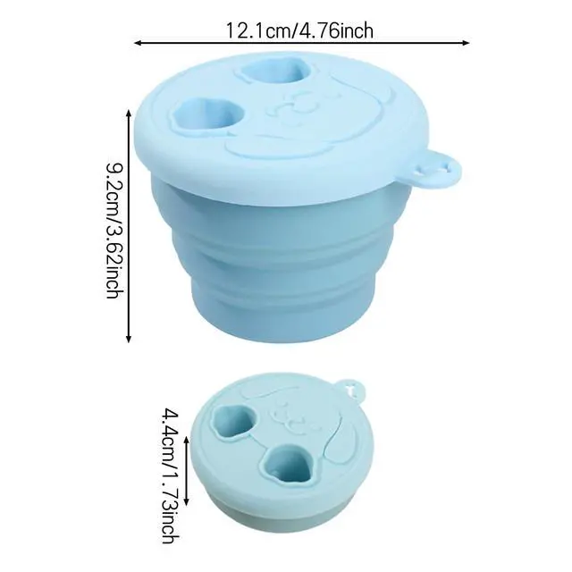 Alt view image 5 of 6 - Snack Finger Container 2 in 1 No-Mess Collapsible Food Storage Snack Cup with Lid - Keep Hands Clean, Reusable for Travel, Home, and Camping (Blue)