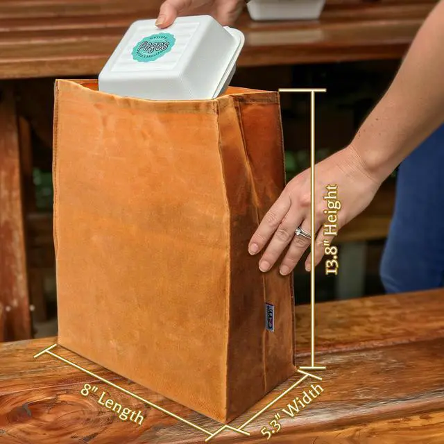 Alt view image 2 of 7 - Waxed Canvas Lunch Bag, 5L Reusable Food Tote for Work and Picnics