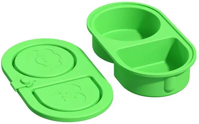 Main image of Silicone Snack Container, Reusable Silicone Food Storage Box with Lid, 6.45x3.7x1.4 inches Portable Bento for Lunch, Office, Gym, Travel, Kids & Meal Prep (green)