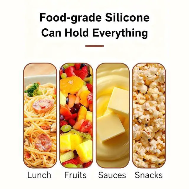Alt view image 3 of 7 - Silicone Snack Container, Reusable Silicone Food Storage Box with Lid, 6.45x3.7x1.4 inches Portable Bento for Lunch, Office, Gym, Travel, Kids & Meal Prep (green)
