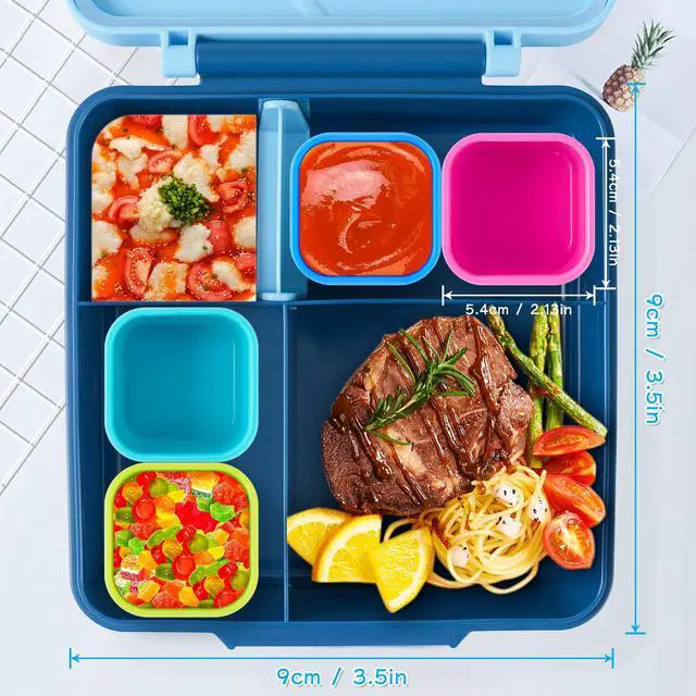 Alt view image 4 of 7 - Silicone Dips Containers, 2x 4 oz Salad Dressing Container To Go, Condiment Container with Lids, Compatible with Most Bento Lunch Box (Pink/Cyan)