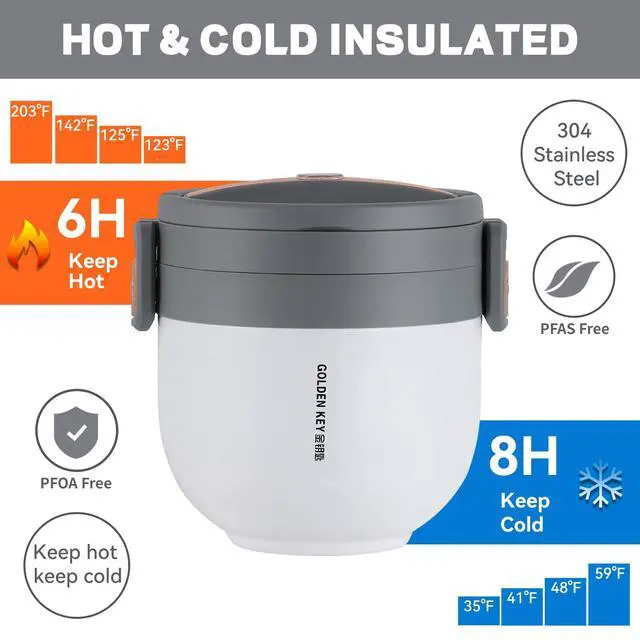 Alt view image 4 of 7 - Thermo for Hot Food for Adults,30oz Food Thermo Lunch Containers,Wide Mouth Vacuum Insulated Thermo Food Jar,Snap-fit Design&Easy to Open,6 Hours Hot and 8 Hours ColdWhite