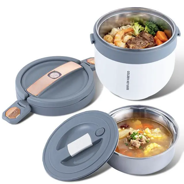 Alt view image 6 of 7 - Thermo for Hot Food for Adults,30oz Food Thermo Lunch Containers,Wide Mouth Vacuum Insulated Thermo Food Jar,Snap-fit Design&Easy to Open,6 Hours Hot and 8 Hours ColdWhite