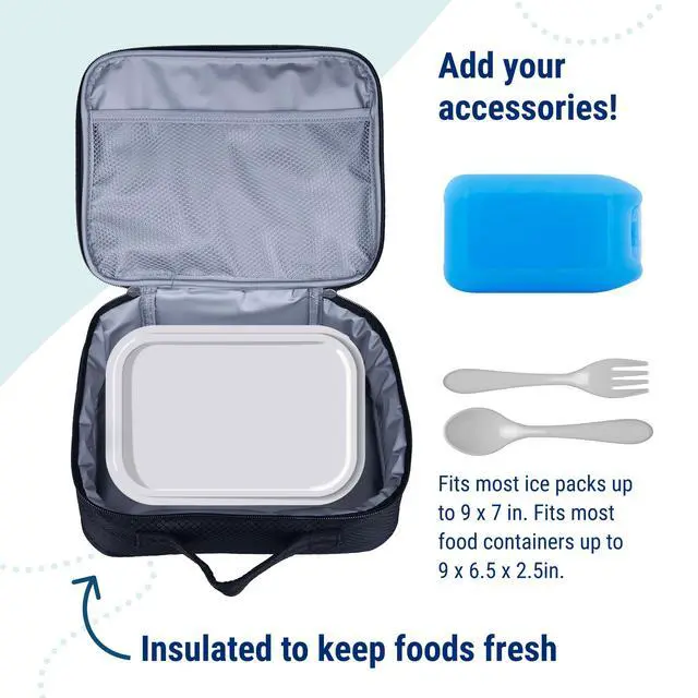 Alt view image 5 of 7 - Kids Insulated Lunch Box, Rip-Stop Black