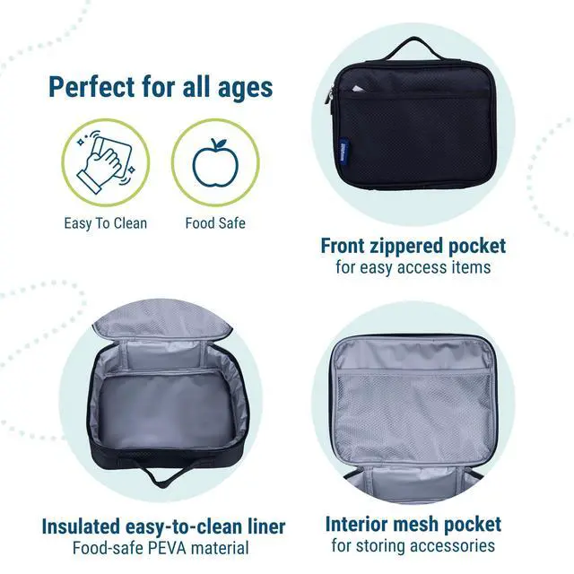 Alt view image 4 of 7 - Kids Insulated Lunch Box, Rip-Stop Black