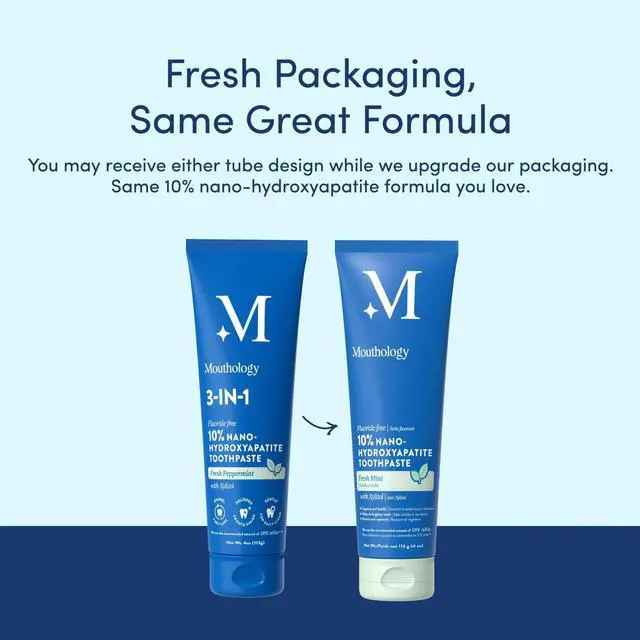 Alt view image 2 of 6 - Nano Hydroxyapatite Toothpaste Fluoride Free, Whitening*, Rod Shaped nHA, Xylitol Toothpaste for Adults, Enamel Care*, Sensitive Teeth*, SLS Free, Mint 4oz (USA Made) Package May Vary