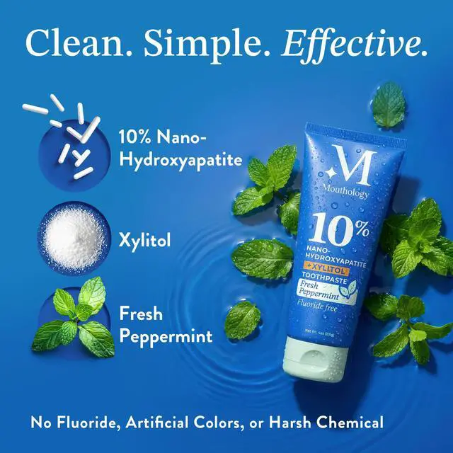 Alt view image 4 of 6 - Nano Hydroxyapatite Toothpaste Fluoride Free, Whitening*, Rod Shaped nHA, Xylitol Toothpaste for Adults, Enamel Care*, Sensitive Teeth*, SLS Free, Mint 4oz (USA Made) Package May Vary