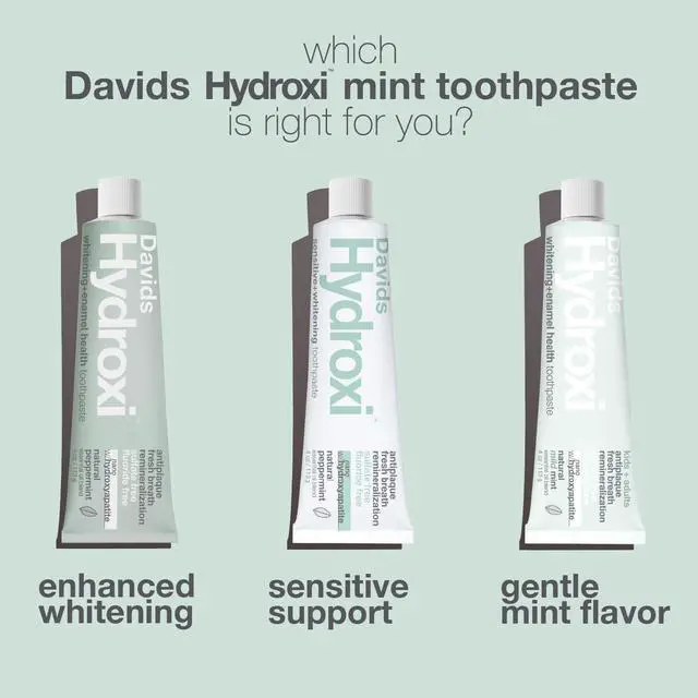 Alt view image 6 of 7 - Davids Hydroxi Fluoride Free Nano Hydroxyapatite Toothpaste for Remineralizing, Sensitive Support, Whitening, Antiplaque, SLS Free, Natural Peppermint, 4oz, Made in USA