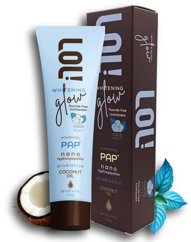 Main image of Whitening Toothpaste Sensitive Teeth Fluoride Free, Pap + Nano Hydroxyapatite Toothpaste, Coconut Oil, Probiotics & Xylitol, Natural Coconut Flavor