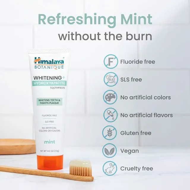 Alt view image 5 of 7 - Botanique Whitening+ Hydroxyapatite Toothpaste, Mint, 4 oz, Pack 4 | Nano Hydroxyapatite Toothpaste, Support Enamel Strength & Integrity,Great for Sensitive Teeth, Fluoride Free,SLS Free & Vegan