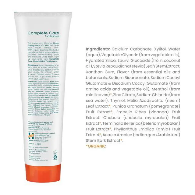 Alt view image 2 of 6 - Botanique Complete Care Toothpaste, Herbal, Mint Flavor, Fights Plaque, Freshens Breath, Fluoride Free, No Artificial Flavors, SLS Free, Cruelty Free, Foaming, 5.29 Oz, 1 Pack
