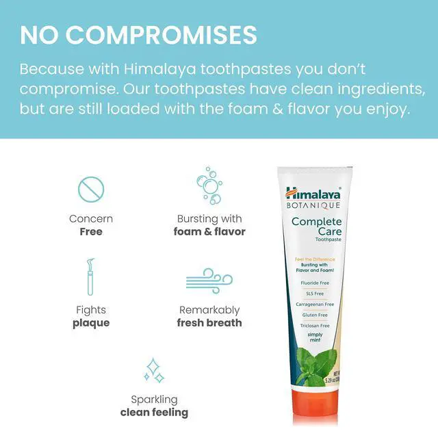 Alt view image 4 of 6 - Botanique Complete Care Toothpaste, Herbal, Mint Flavor, Fights Plaque, Freshens Breath, Fluoride Free, No Artificial Flavors, SLS Free, Cruelty Free, Foaming, 5.29 Oz, 1 Pack