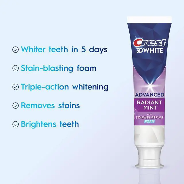 Alt view image 2 of 7 - 3D White Advanced Teeth Whitening Toothpaste, Radiant Mint, 3.3 oz, Pack of 2