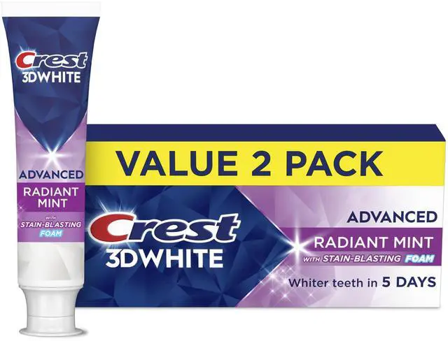 Main image of 3D White Advanced Teeth Whitening Toothpaste, Radiant Mint, 3.3 oz, Pack of 2