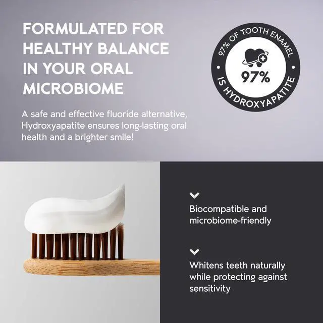 Alt view image 6 of 7 - Whitening Hydroxyapatite Toothpaste with Probiotic for Sensitive Teeth, Fluoride Free Enamel Repair Remineralizing Toothpaste, SLS Free, Baking Soda, Coconut Oil, 5oz