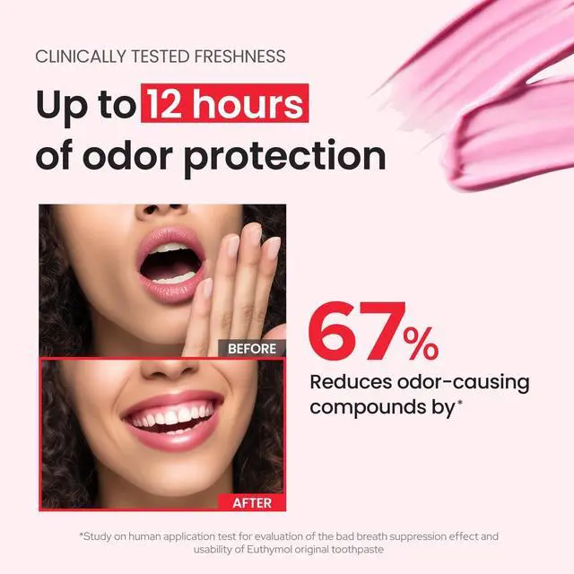 Alt view image 4 of 7 - Original Pink Toothpaste (3.7fl oz/Pack of 1) - Fluoride-Free Toothpaste for Sensitive Teeth & Gum. Bad Breath, Cavity Prevention, 12-Hour Long Lasting Freshness with Wintergreen