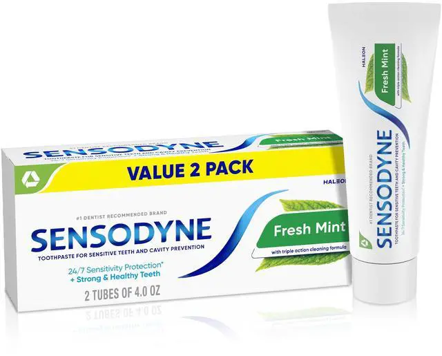 Main image of Fresh Mint Sensitive Toothpaste, ADA Accepted Toothpaste for Cavity Prevention and Sensitive Teeth Treatment - 4 Ounces (Pack of 2)