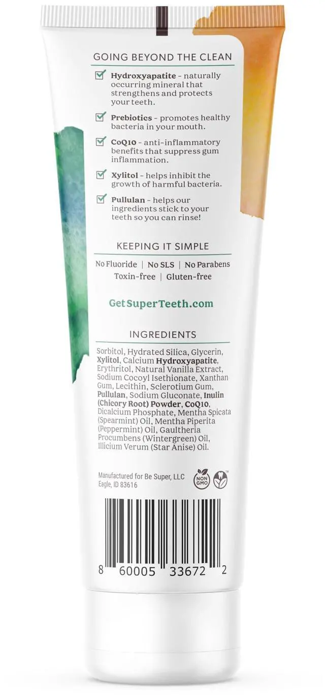 Alt view image 2 of 5 - Prebiotic Hydroxyapatite Toothpaste, Fluoride-Free - Mint | Prebiotic Toothpaste with Hydroxyapatite to Help Strengthen and Remineralize Enamel. Freshens Breath. Supports Healthy Gums.